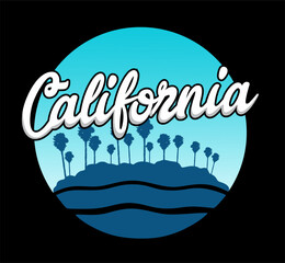 California with views of blue palms and blue skies