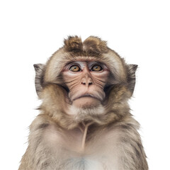 A lone macaque monkey set against a transparent background