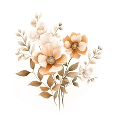 Hand drawn watercolor floral bouquet. Isolated on white background.
