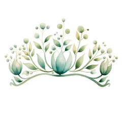 Beautiful vector image with nice watercolor flowers and leaves on white background