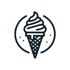 The ice cream line art icon logo. Vector illustration.