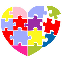 Colorful Puzzle Heart Shaped Pieces Illustration
