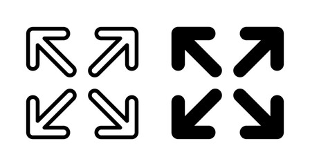 Fullscreen Icon vector isolated on white background. Expand to full screen icon. Fullscreen sign icon. Arrows symbol