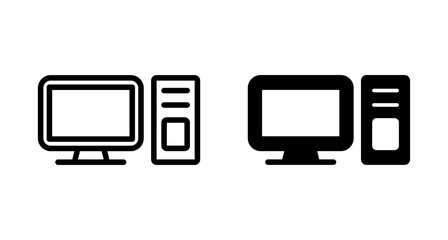 Computer icon vector isolated on white background. PC Icon vector. Computer monitor icon. Flat PC symbol
