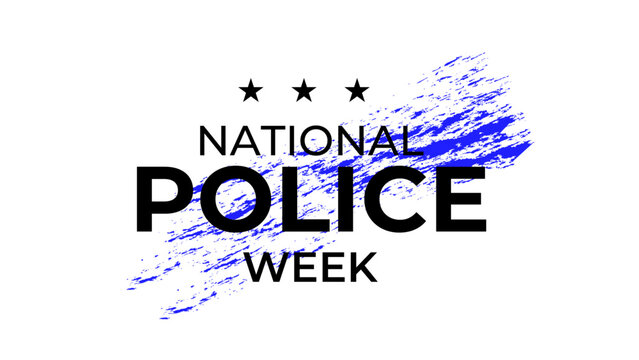 National Police Week vector banner design with American flag theme style with stripes, stars, typography, blue white and black colors. banner, cover, poster, flyer, brochure, for National Police Week.