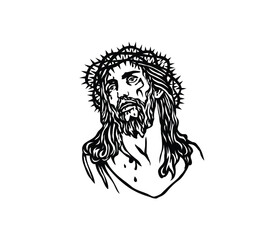 Jesus Face with Thorn, art vector design