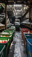 Fototapeta na wymiar Vivid Representation of an Organized and Busy Recycling Center near Urban Area