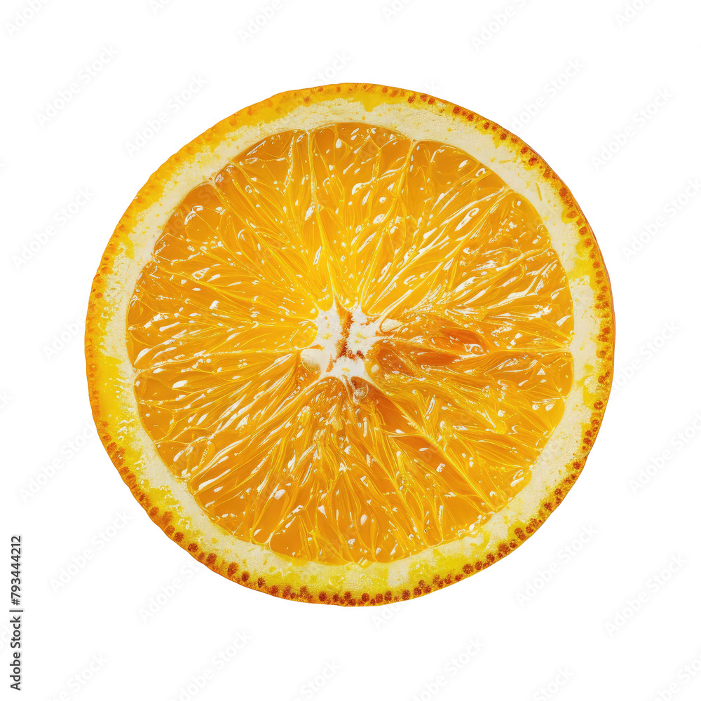 Poster capture the zest of a single orange slice standing out against a transparent background featuring in