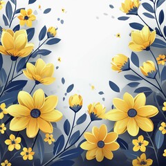 Fototapeta na wymiar mother's day yellow flowers scattered around the edges for wallpaper with white background 72064