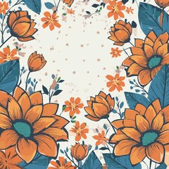 mother's day orange flowers scattered around the edges for wallpaper with white background 22707