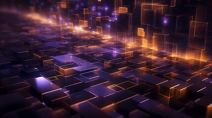 Obraz premium Digital technology purple yellow geometric abstract poster web page PPT background