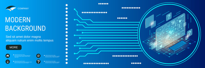 Modern flat design style banner vector template. Online education, learning, teaching flat 3d isometric concept illustration