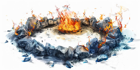 Ritual: The Circle of Stones and Fire - Imagine a circle of stones with a fire burning in the center, illustrating the communal nature of religious rituals