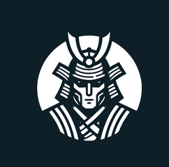 The ronin line art icon logo. Vector illustration.