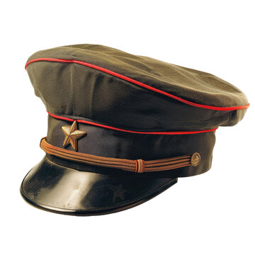 A striking image of a Russian Military Officer Cap set against a transparent background stands out prominently