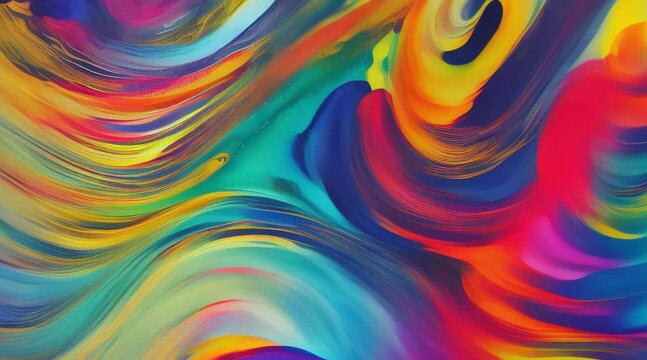 A vibrant, abstract composition, featuring a dynamic interplay of shapes, lines, and contrasting colors, all combined in a visually striking alcohol ink painting. (60 fps 8 sec)