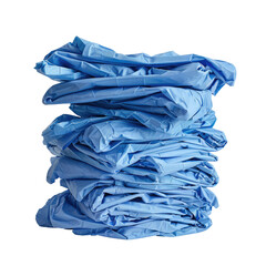 A stack of blue surgical gloves stands out against a transparent background