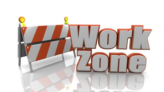 Work Zone Roadwork Barricade Lights Caution Danger Be Careful Alert 3 D Animation