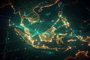 Digital Map of Indonesia Network Technology created with Generative AI