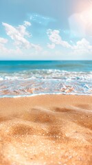 sandy beach against the backdrop of the blue sea