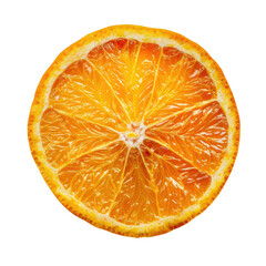 A vibrant orange fruit slice stands alone against a transparent background captured up close with a precise clipping path