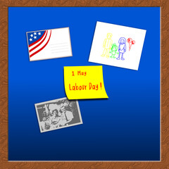 post it note clipboard vector art, labor day simple illustration.