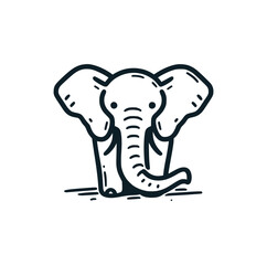 The elephant line art icon logo. Vector illustration.