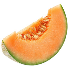 A vibrant image of a cantaloupe melon set against a transparent background