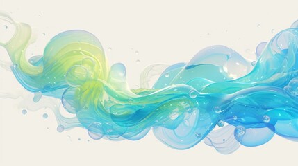 Abstract Fluid Background in Blue and Lime Green with Translucent Glass-like Colors. Stylish and Fashionable Neon Lights and Fluorescent Theme. 4K wallpaper,HD background image - obrazy, fototapety, plakaty