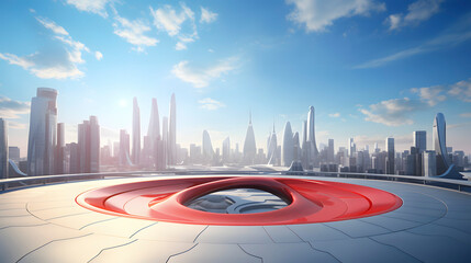 Digital technology futuristic city scene poster web page PPT background