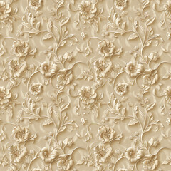 Floral brown color, form natural, seamless fabric pattern.