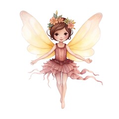 Cute watercolor fairy. Hand drawn illustration isolated on white background.