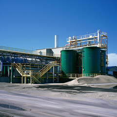 Obraz premium Biomass Processing Site Equipped with High-Capacity Digesters
