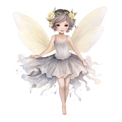 Watercolor fairy girl. Hand drawn illustration isolated on white background.