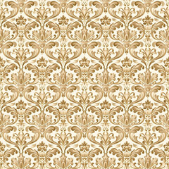 Fototapeta premium Floral brown color, form natural, seamless fabric pattern.