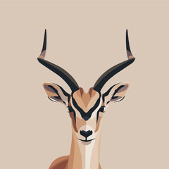 a close up of a antelope with a brown background, vector