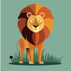Fototapeta premium a cartoon lion standing in the grass, vector