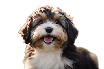 tan puppy dog funny havanese smiling black happy pet isolated animal adorable attractive beautiful bichon breed brown charming cute doggy domestic friends hair indoor long lovely mammal pedigree
