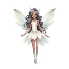 Fairy with wings. Watercolor illustration isolated on white background.