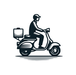 The scooter delivery art icon logo. Vector illustration.