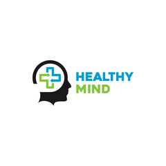 Healthy Mind Mental Health Human Head Medical Cross Logo Vector icon illustration. logo for medical service and clinic or hospital logo