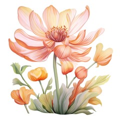 Obraz na płótnie Canvas Beautiful vector card with hand drawn watercolor dahlia.