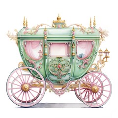 Wedding carriage isolated on white background. Watercolor illustration.