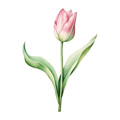 Fototapeta premium Tulip flower isolated on white background. Hand drawn watercolor illustration.