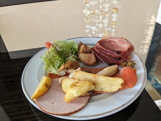 the delicious morning buffet in the famous hotel