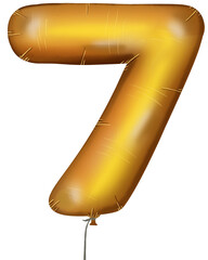 golden number arrow made of inflatable balloon isolated on white