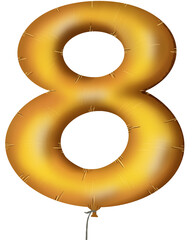 golden number arrow made of inflatable balloon isolated on white