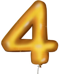 golden number arrow made of inflatable balloon isolated on white