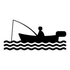 fishing boat silhouette icon