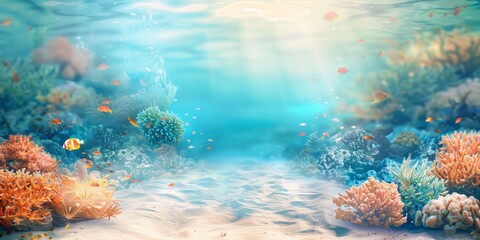 Underwater nature. Coral reef in blue sea and ocean. Fascinated by the beauty of the underwater...